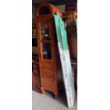 Curved glass top cupboard with 3 drawers & fabric room