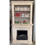 Cream painted pine fire surround with dresser on t