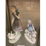 LLadro figure of a girl with geese & another young