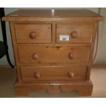 Pine apprentice chest of drawers, condition