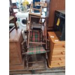 Rocking chair, stick stand & 2 stools, condition r