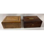 A Victorian rosewood writing box, along with inlai