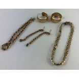 A 9ct gold hollow rope chain bracelet, a pair of m