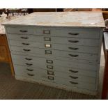 A 20th century painted two section plan chest, set