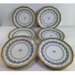 A set of six Copeland dishes, decorated with blue,