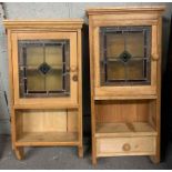 A near pair of Victorian pine hanging cabinets, ea