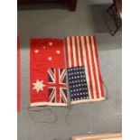 An Australia Red Ensign flag, along with a U.S.A.