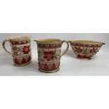 A Crown Ducal blush ivory pair of jugs and matchin