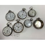 Collection of seven silver pocket watches to inclu