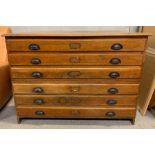 A 20th century oak six drawer plan chest, 85cm hig
