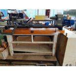 Large Exico woodworking lathe with blocks & spares on wo