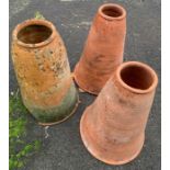 3 terracotta chimney planters