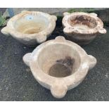 3 large marble mortars