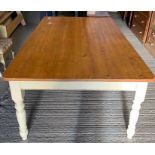 Large painted pine dining table