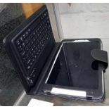 Samsung tablet in leather case with keyboard