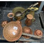 Copper & brassware including copper sieve, brass s