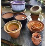 Quantity of terracotta & glazed plant pots