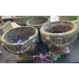 3 reconstituted stone urn planters