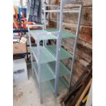 2 metal & glass shelving units
