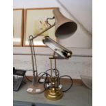 Retro angle poise lamp & a modern bankers lamp