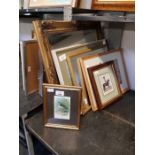 Selection of framed prints & gilt mirror