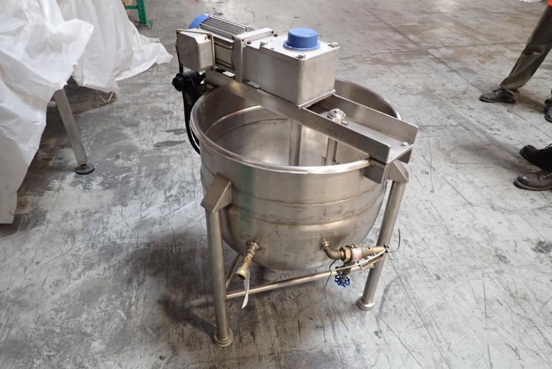 SS 1/2 jacketed kettle with top agitation - Image 4 of 15