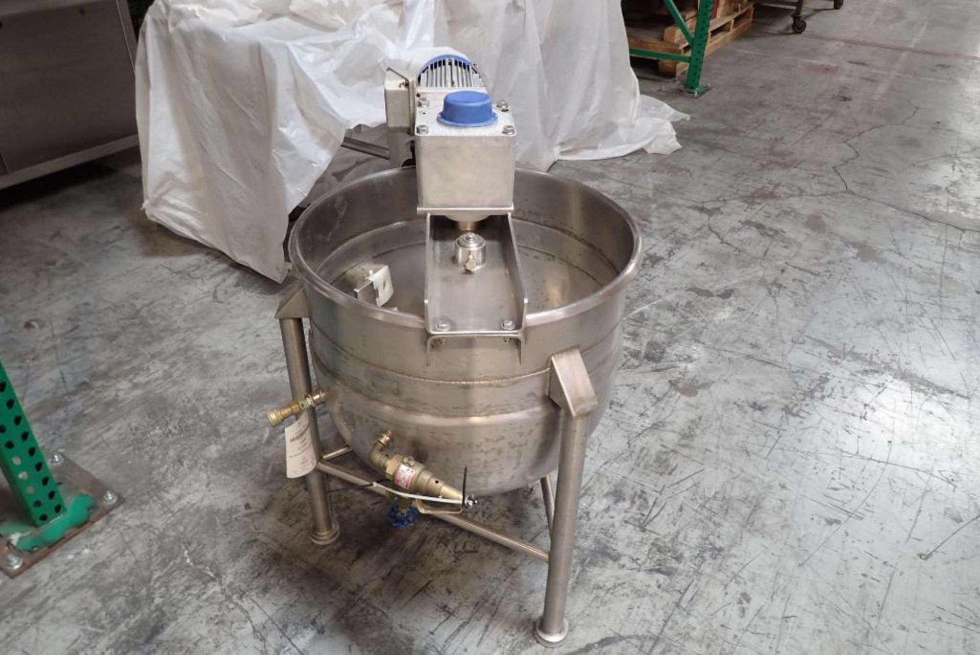 SS 1/2 jacketed kettle with top agitation - Image 3 of 15