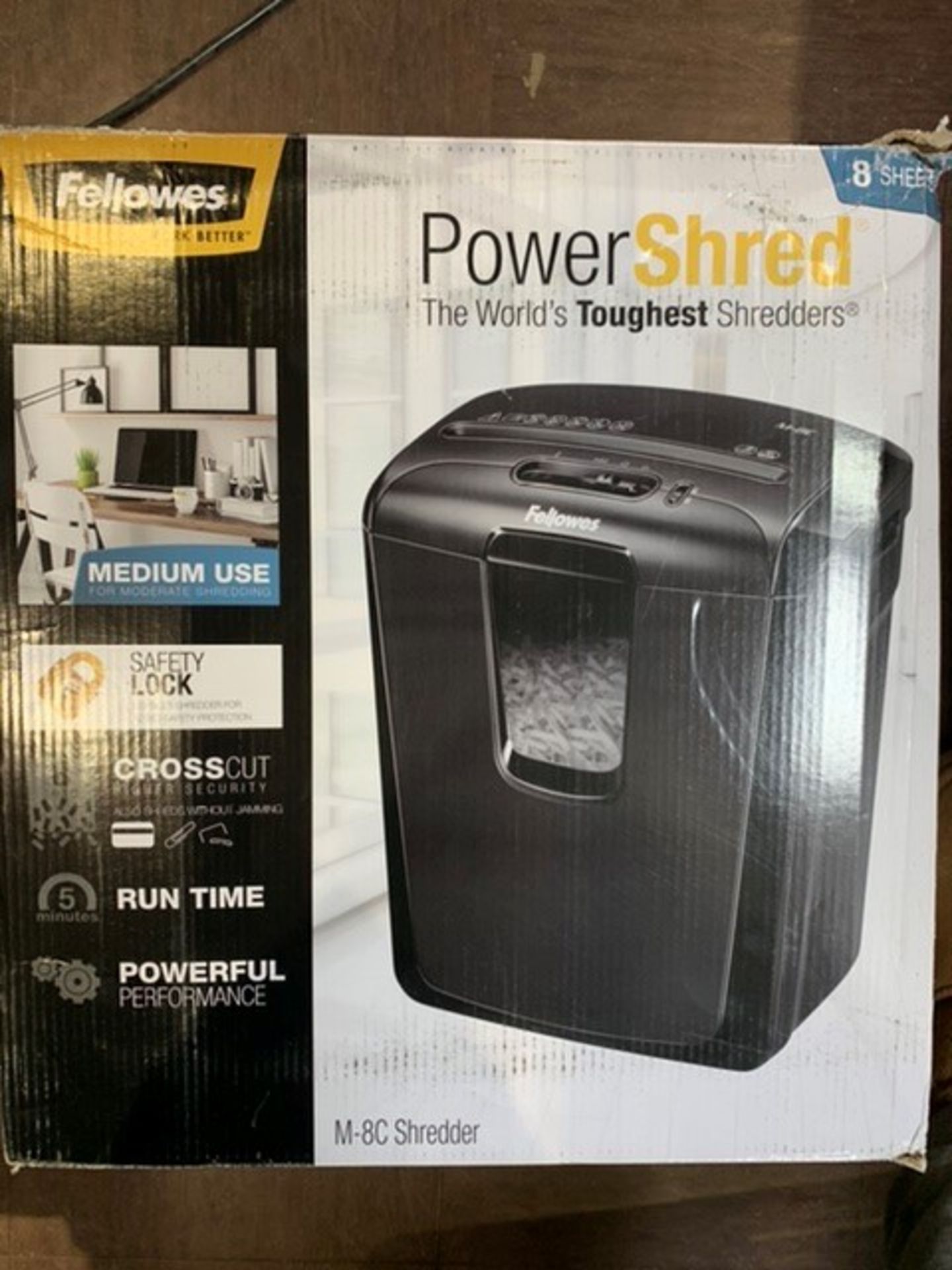 Fellowes Powershred M-8C 8 Sheet Cross Cut Personal Shredder With Safety Lock, Black - Image 2 of 2