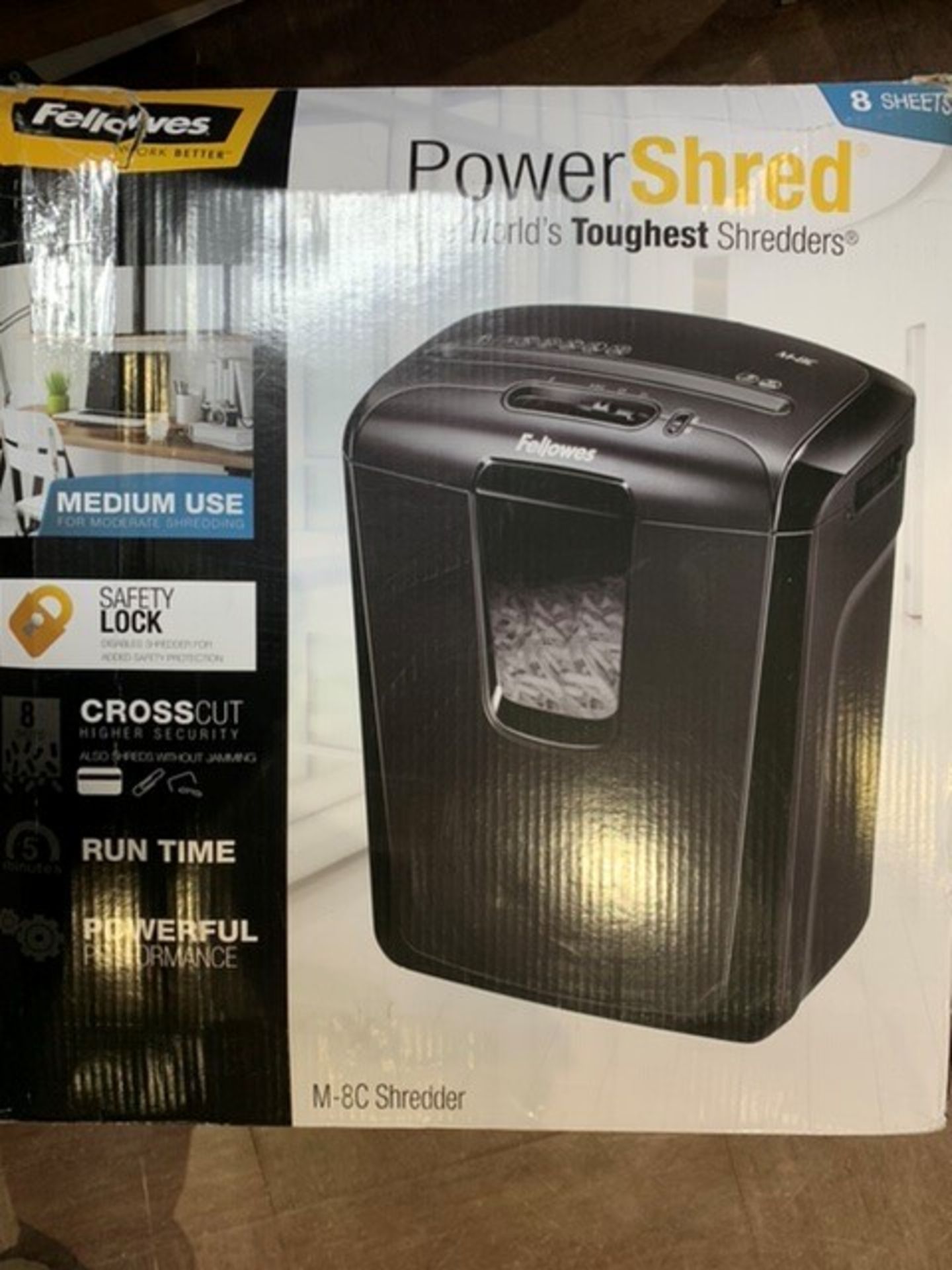 Fellowes Powershred M-8C 8 Sheet Cross Cut Personal Shredder With Safety Lock, Black - Image 2 of 2