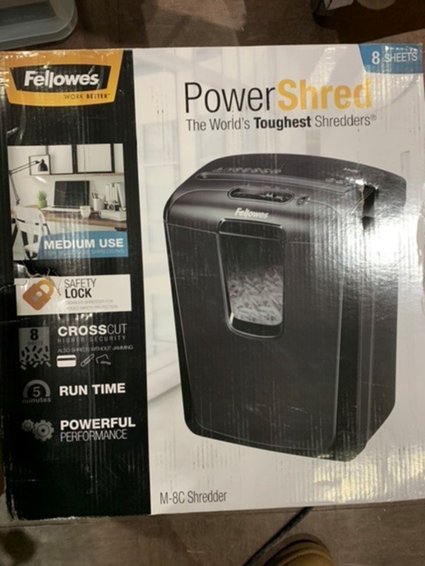 Fellowes Powershred M-8C 8 Sheet Cross Cut Personal Shredder With Safety Lock, Black - Image 2 of 2