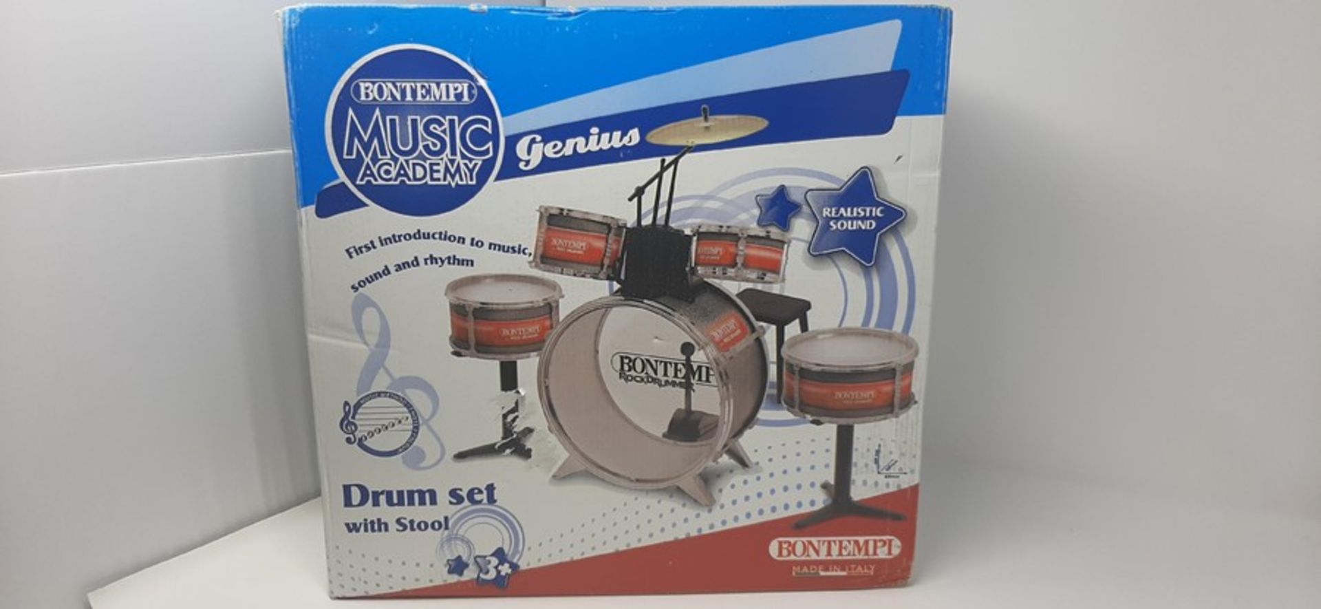 Bontempi 51 4830 6 Pieces Metallic Silver Drum Set with Stool, Multi-Color - Image 2 of 2