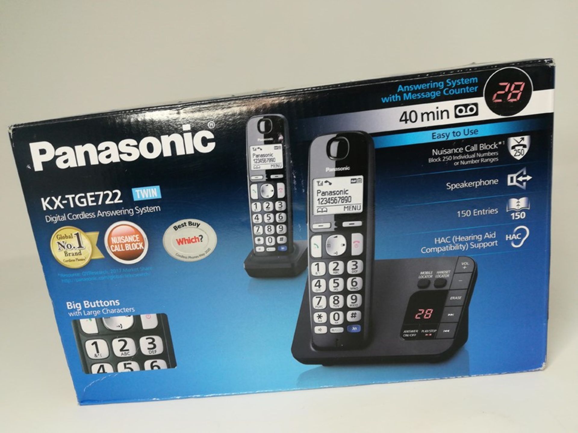 RRP £50.00 Panasonic KX-TGE722EB Big Button DECT Cordless T - Image 2 of 2