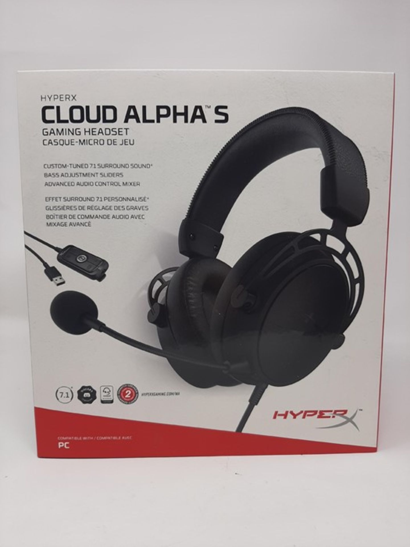 RRP £105.00 HyperX Cloud Alpha S - PC Gaming Headset, 7.1 Su - Image 2 of 2