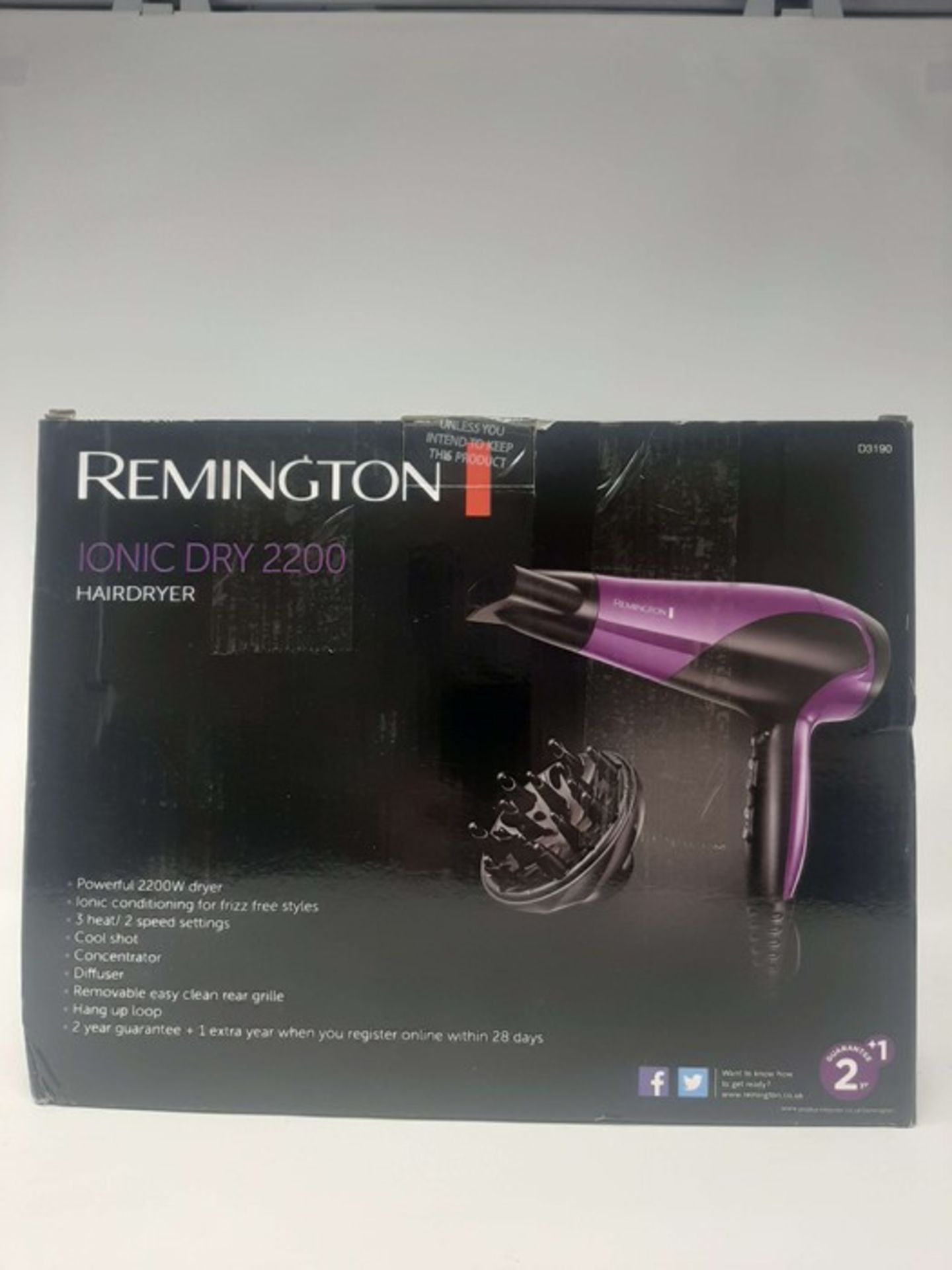 Remington D3190 Ionic Conditioning Hair Dryer fo - Image 2 of 2
