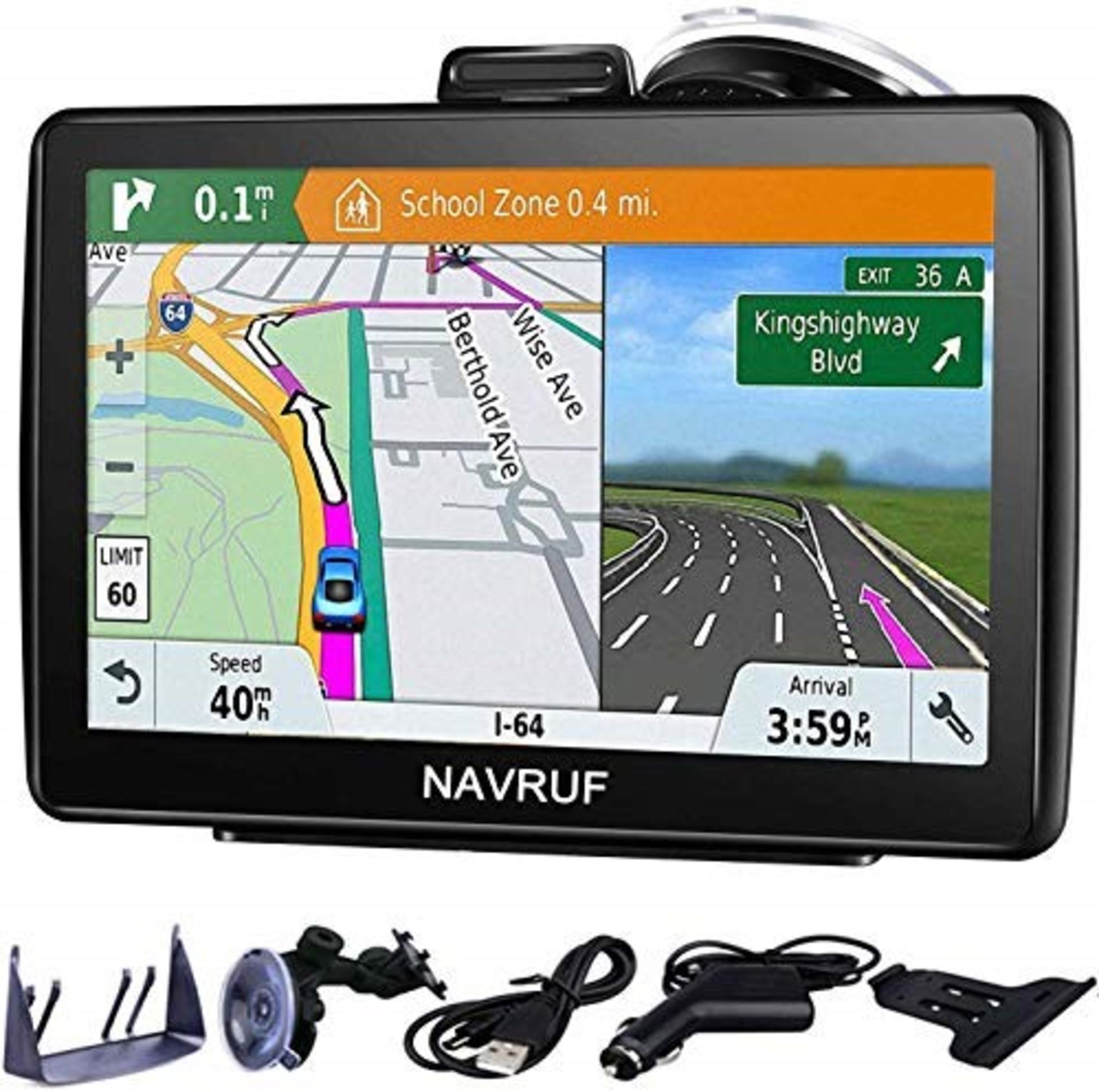 RRP £53.00 Sat Nav,7 Inch GPS for Car Truck with UK EU Late