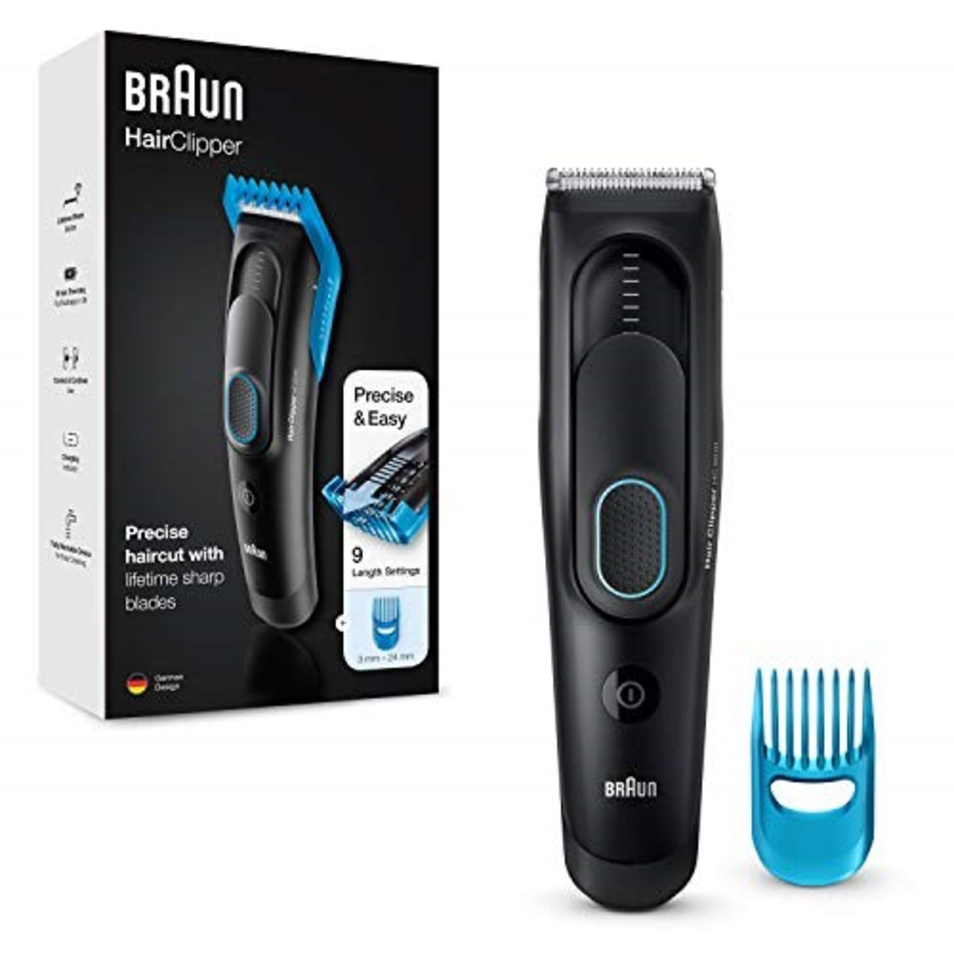 Braun HC5010 Hair Clipper in 9 Settings (With 2