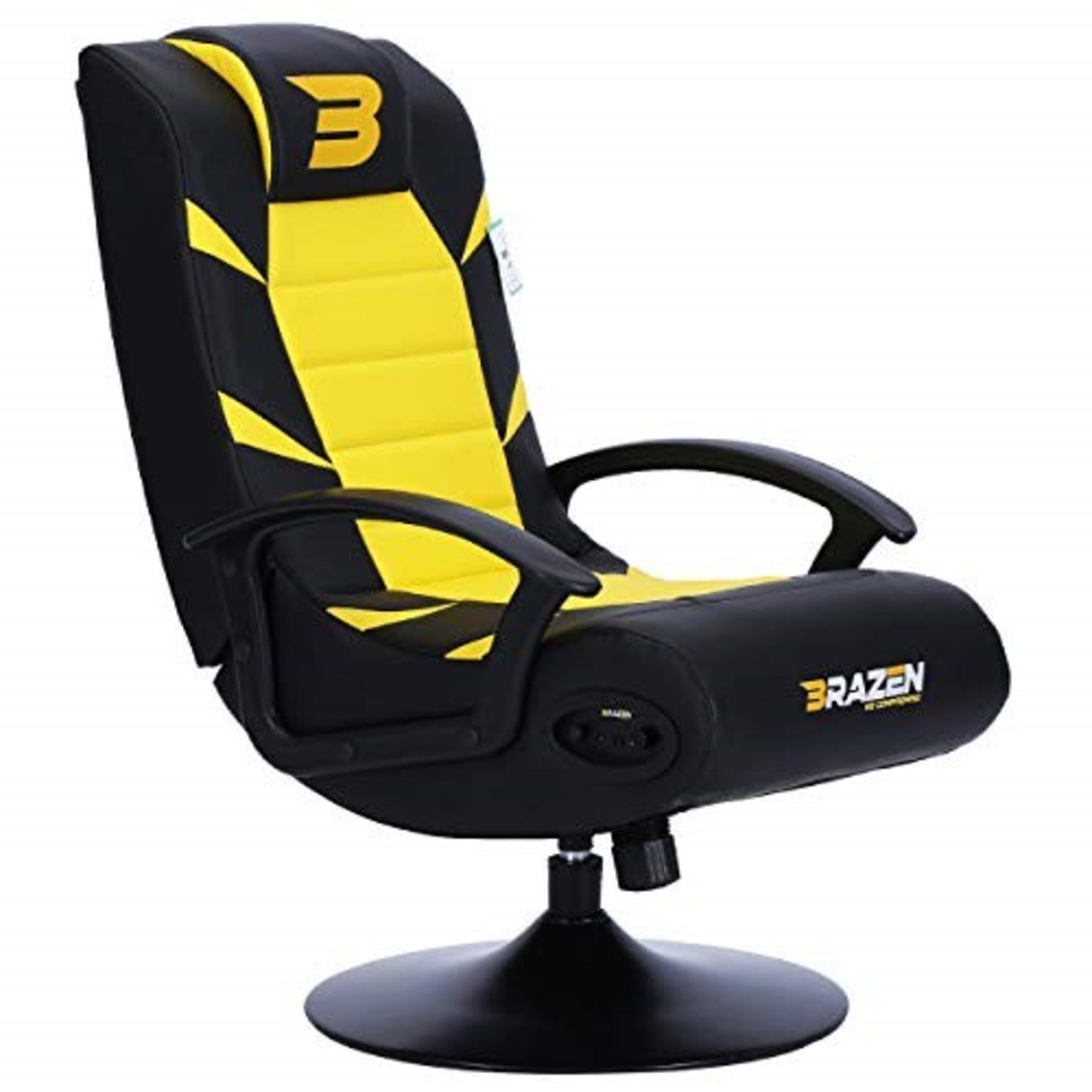 RRP £110.00 BraZen BRAZEN-PRIDE-18068 Pride Gaming Chair-Yellow-Suitable for PC, Xbox, Nintendo, P