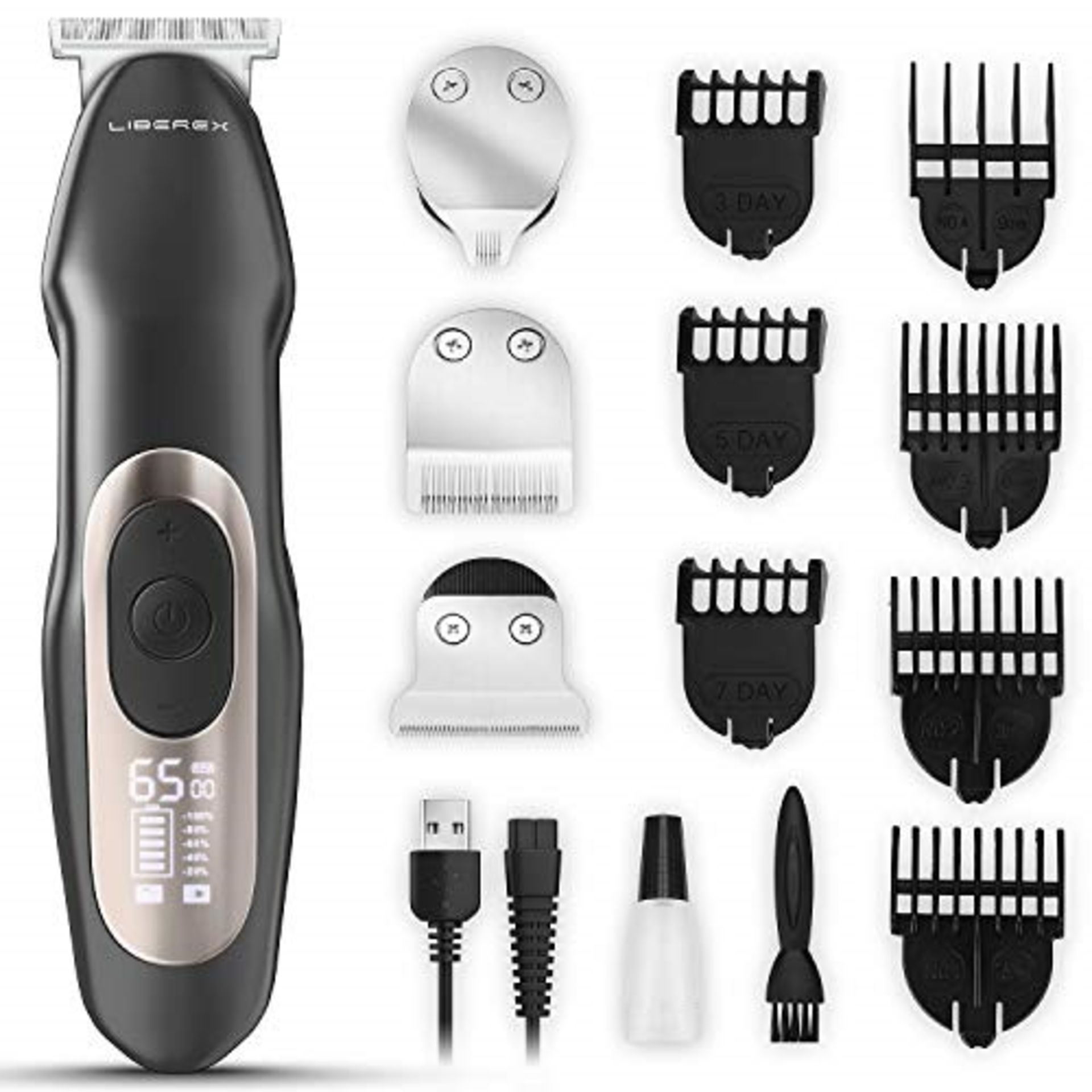 Liberex Cordless Hair Clipper Cutter Kit - 3 Speeds T-Blade Detailer for Men Kids, 4 H