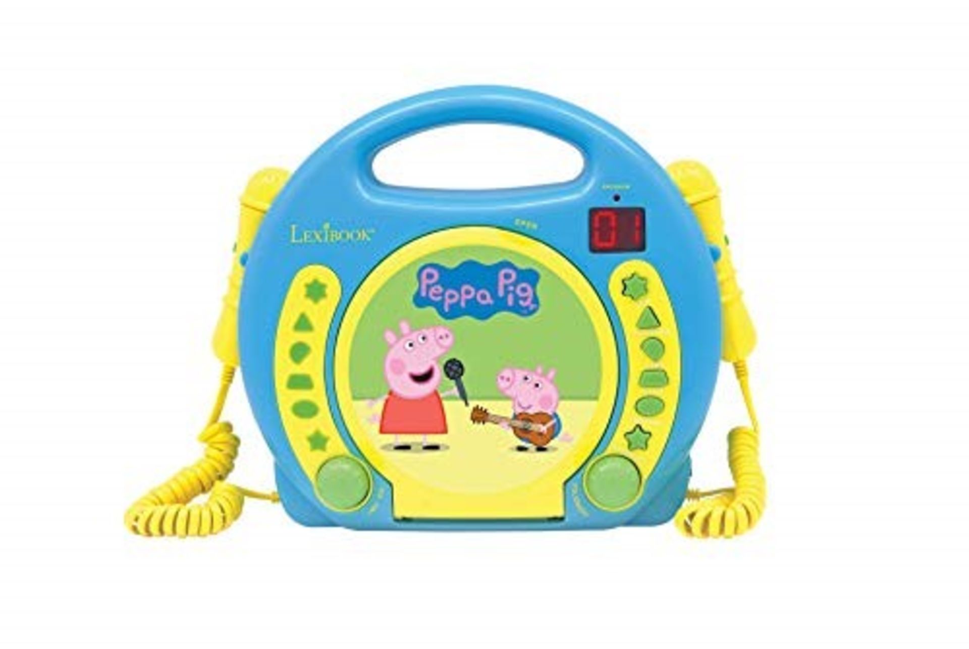 Lexibook Peppa Pig Georges CD player for kids with 2 toy microphones, headphones jack,