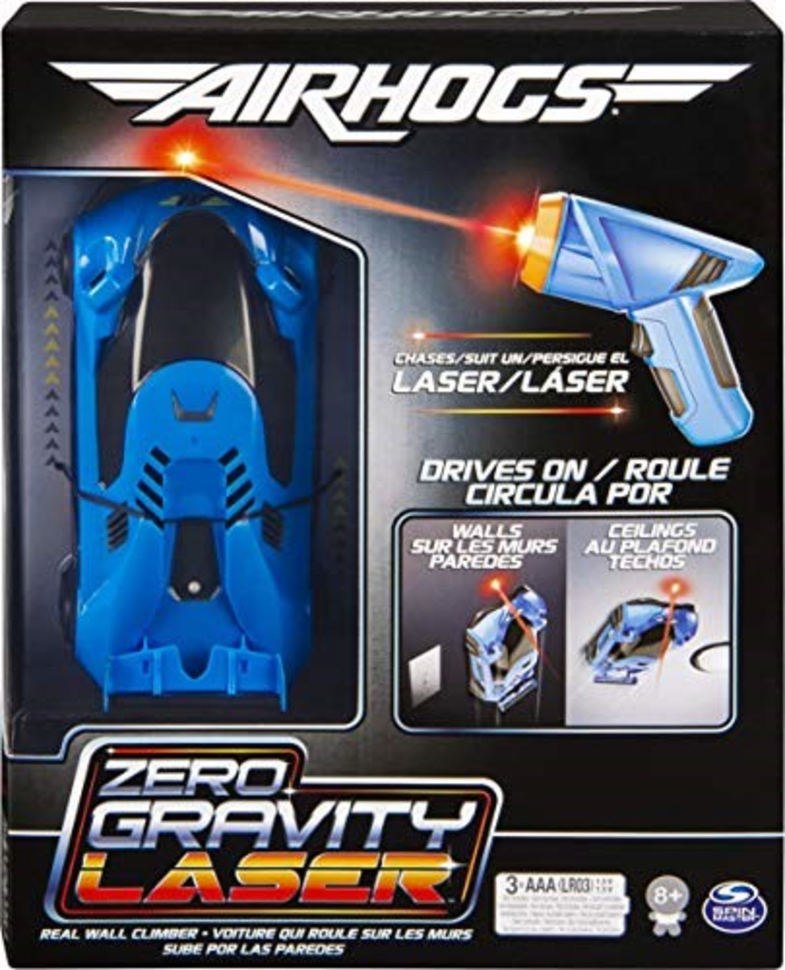 Air Hogs Zero Gravity Laser, Laser-Guided Real Wall-Climbing Race Car, Blue