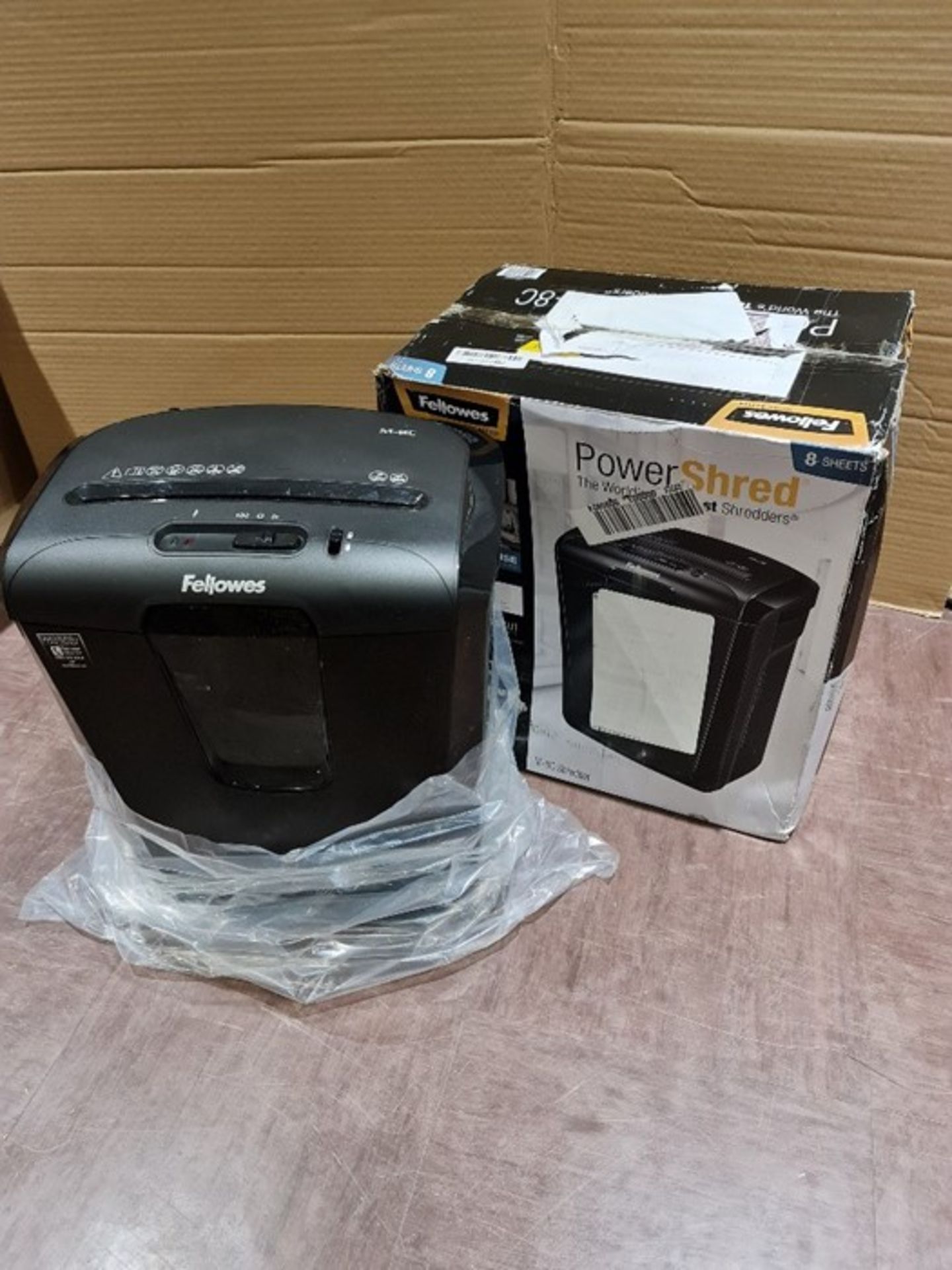 RRP £54.00 Fellowes Powershred M-8C 8 Sheet Cross Cut Personal Shredder With Safety Lock, Black - Image 2 of 2