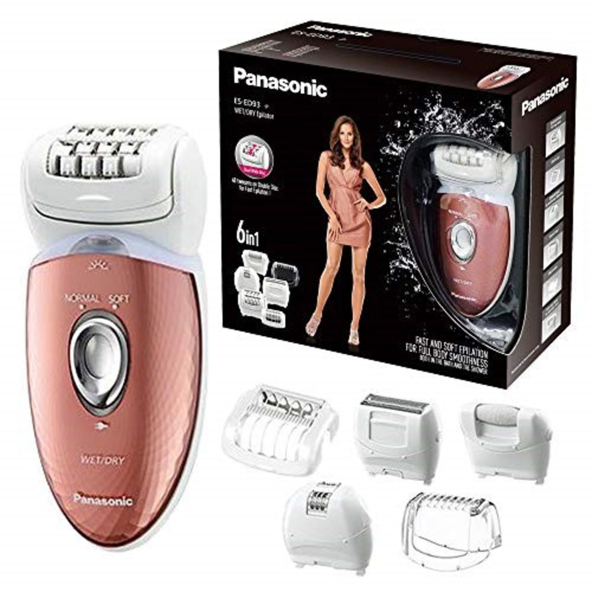 RRP £54.00 Panasonic ES-ED93 Wet & Dry Cordless Epilator for Women with 6 attachments