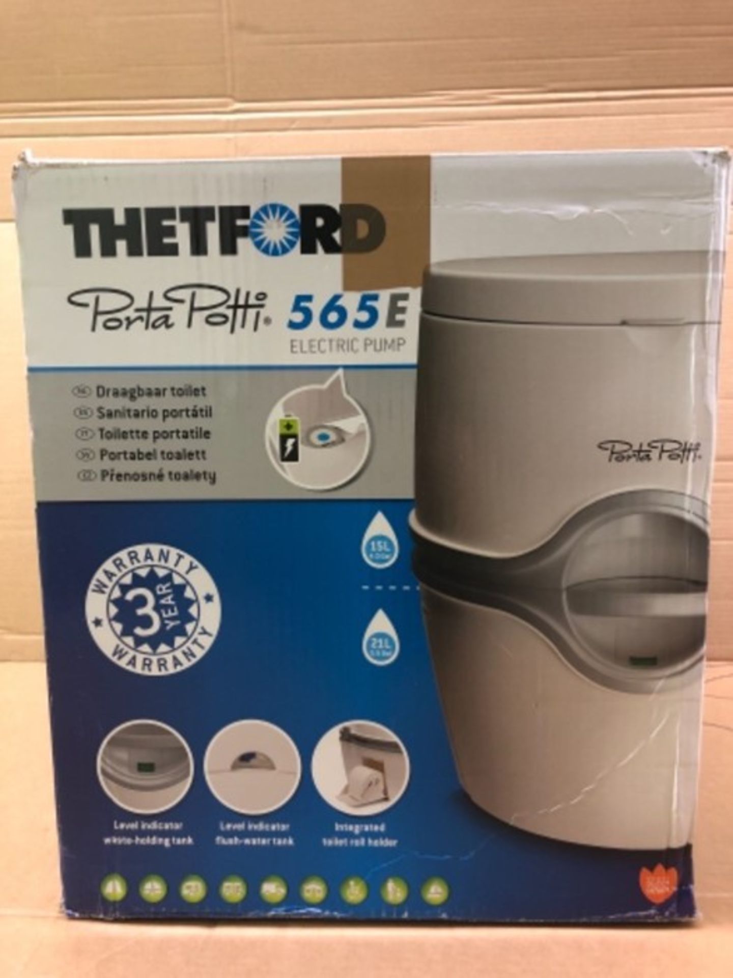 RRP £163.00 Thetford 92306 Porta Potti 565E (Electric) Portable Toilet, White-Grey, 448 x 388 x 45 - Image 2 of 3