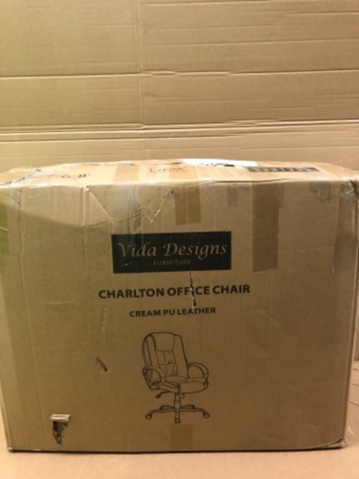 RRP £81.00 Vida Designs Charlton Executive Office Computer Chair, Cream, Gaming Adjustable Swivel - Image 2 of 3