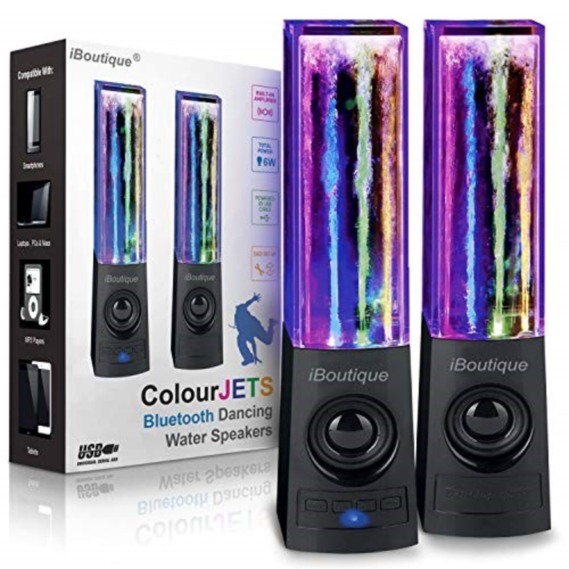 iBoutique ColourJets Bluetooth Dancing Water Wireless Rechargeable Speakers for PC/Mac
