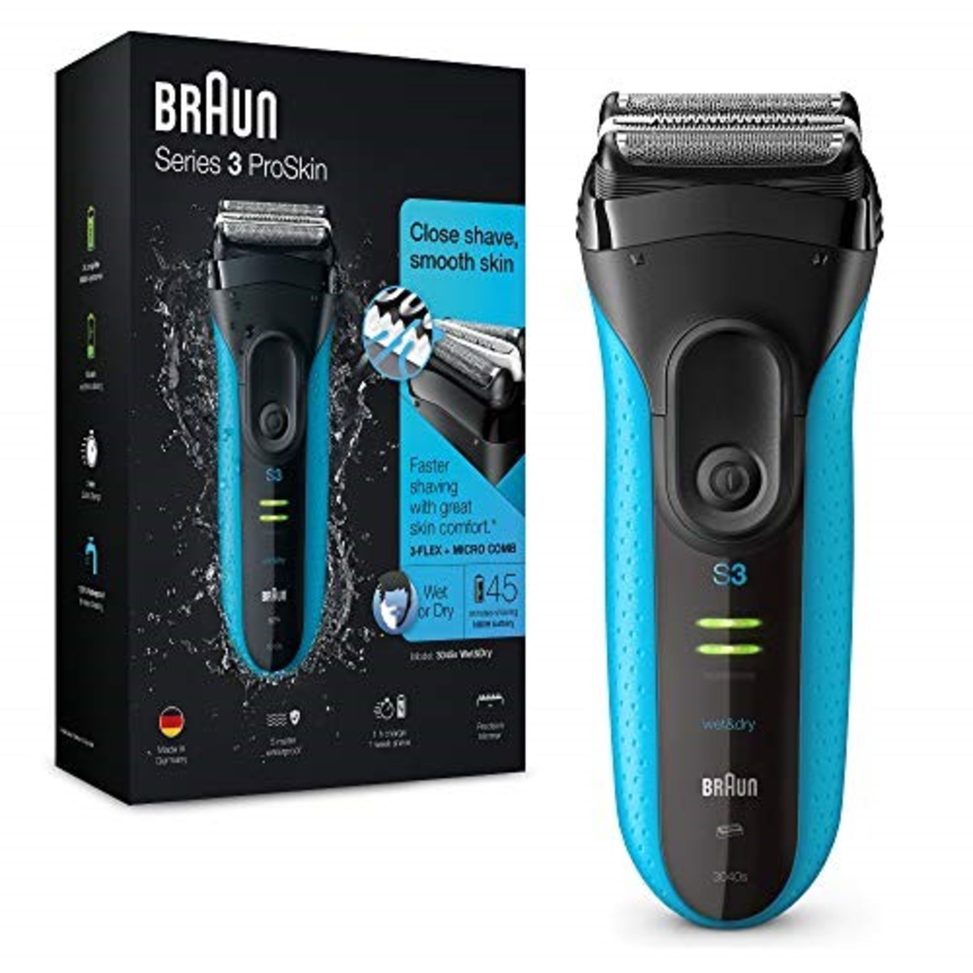 Braun Series 3 ProSkin 3040s Electric Shaver, Wet and Dry Electric Razor for Men with