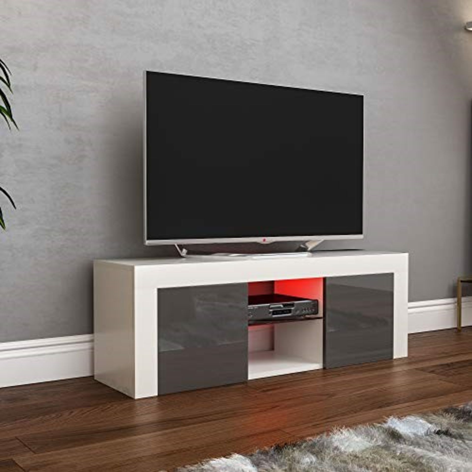 RRP £83.00 Vida Designs Eclipse LED TV Unit 2 Door Modern Gloss Matte MDF Living Room Cabinet Med