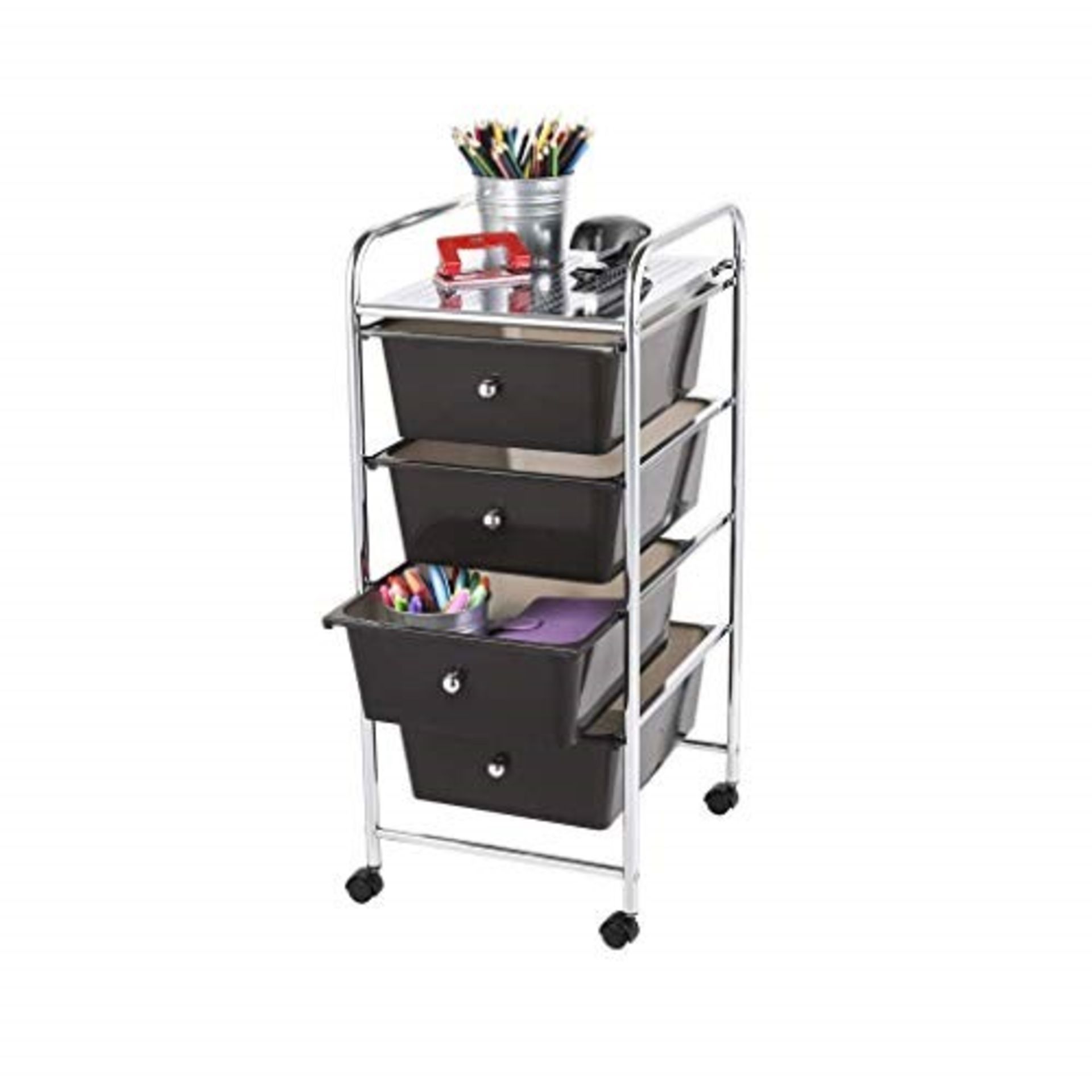 Home Treats Storage Trolley On Wheels | Black 4 Drawer Storage Unit For Salon, Beauty