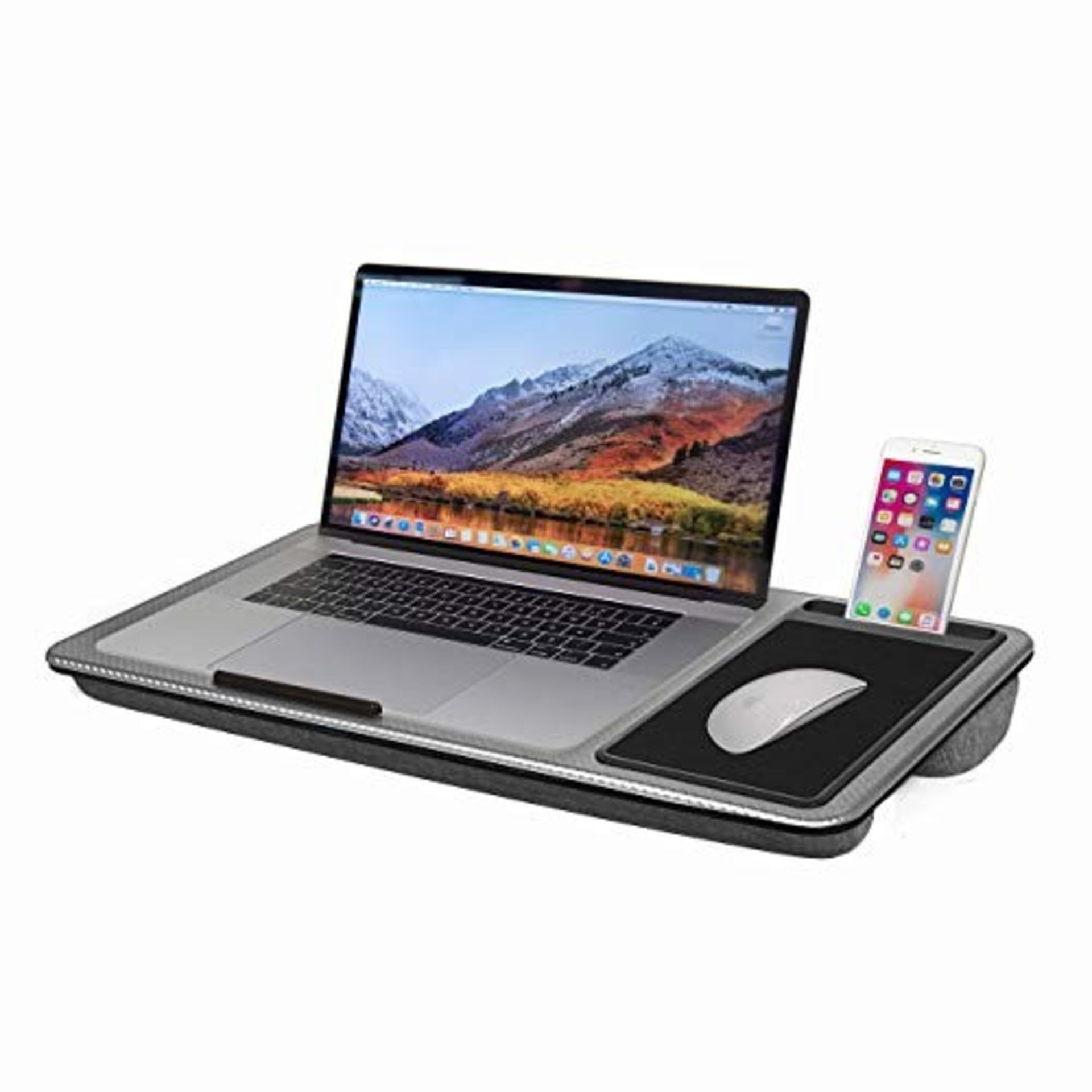 SEFFO Lap Desk Laptop Stand Portable Tray With Cushion, Built-In Mouse Pad And Phone H