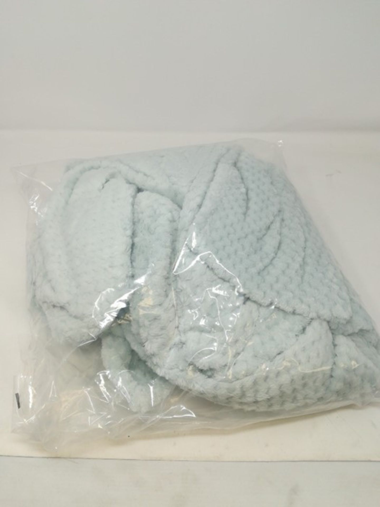 Dreamscene Luxury Waffle Soft Mink Warm Throw Over Sofa Bed Blanket 125 x 150 Duck Egg - Image 2 of 2